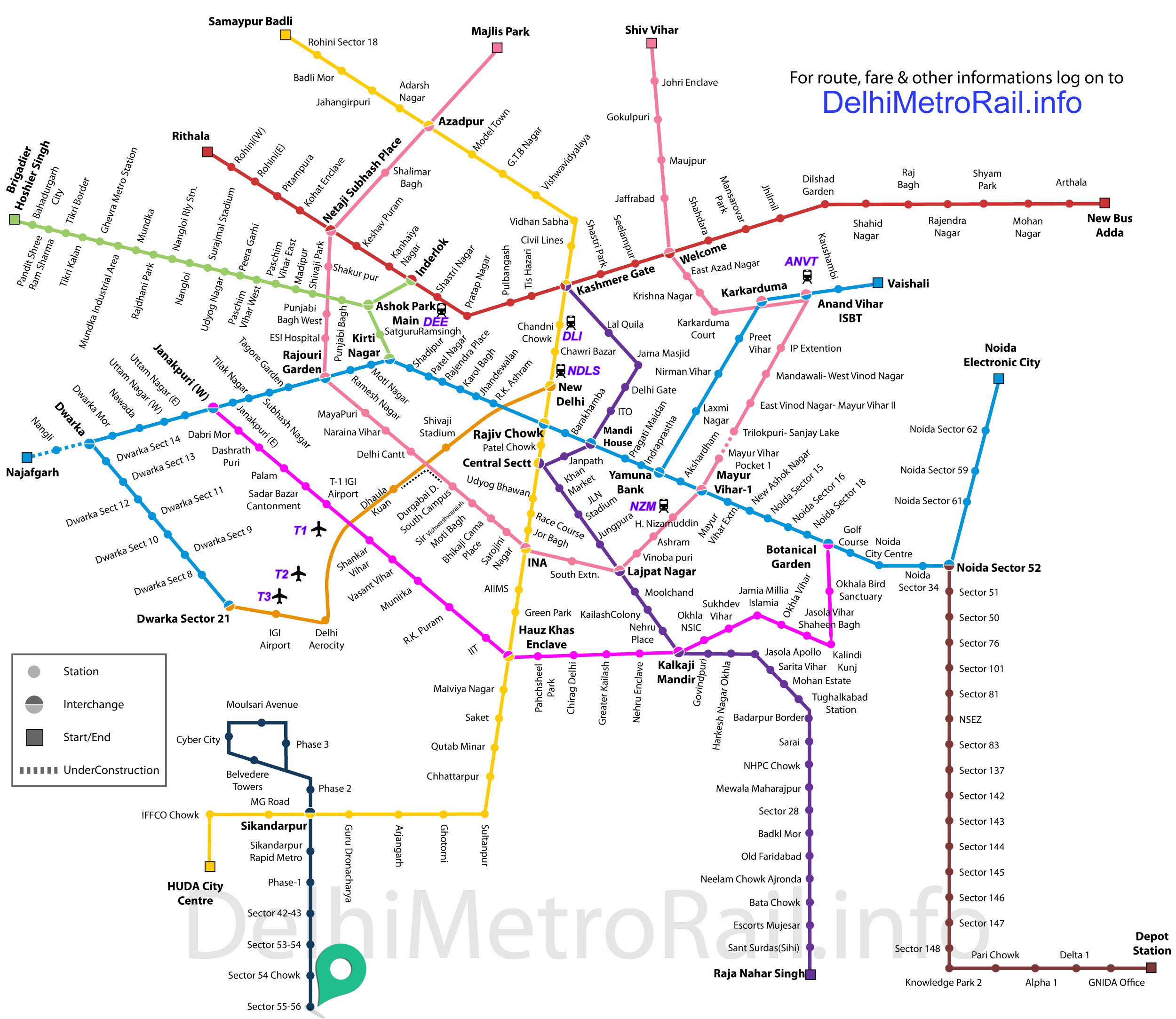 Delhi Matro Route Map for Surajgarh Gurgoan